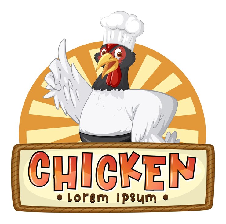 Vetor grátis modelo de banner de frango com personagem de desenho animado de chef de frango