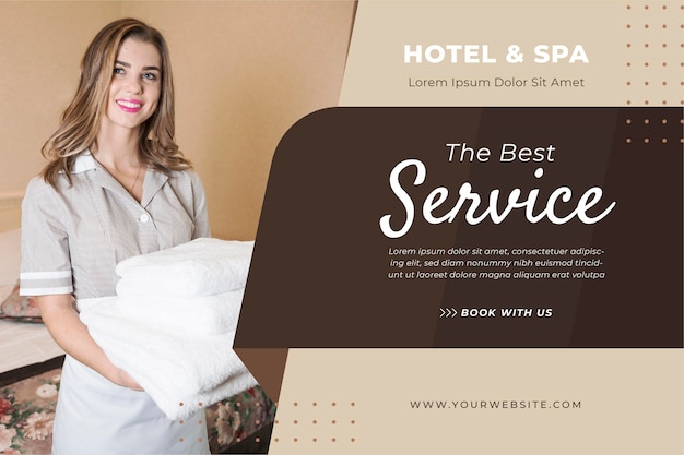 Modelo de banner de hotel criativo com foto