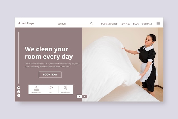 Modelo de banner de hotel plano com foto