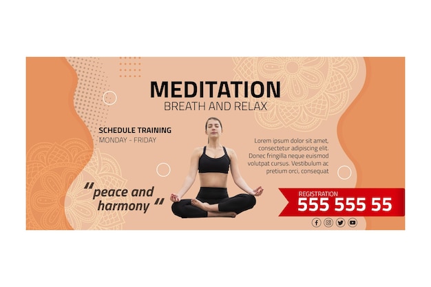 Modelo de banner de meditação e atenção plena