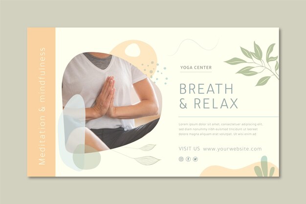 Modelo de banner de meditação e atenção plena