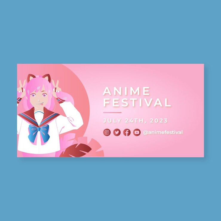 Vetor grátis modelo de banner de menina de anime em gradiente
