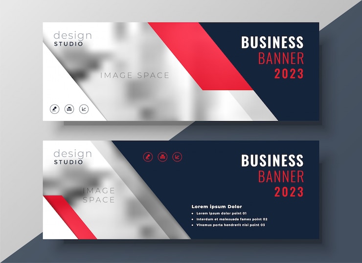 Vetor grátis modelo de banner de negócios moderno tema vermelho