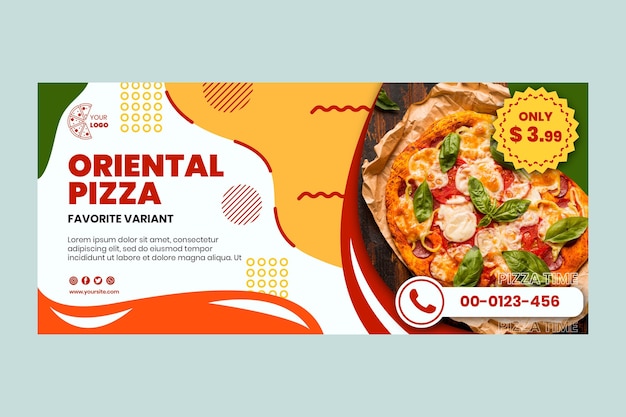 Modelo de banner de restaurante de pizza