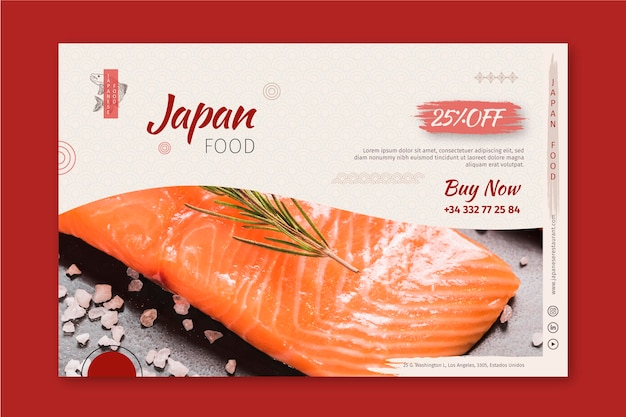 Modelo de banner de restaurante japonês