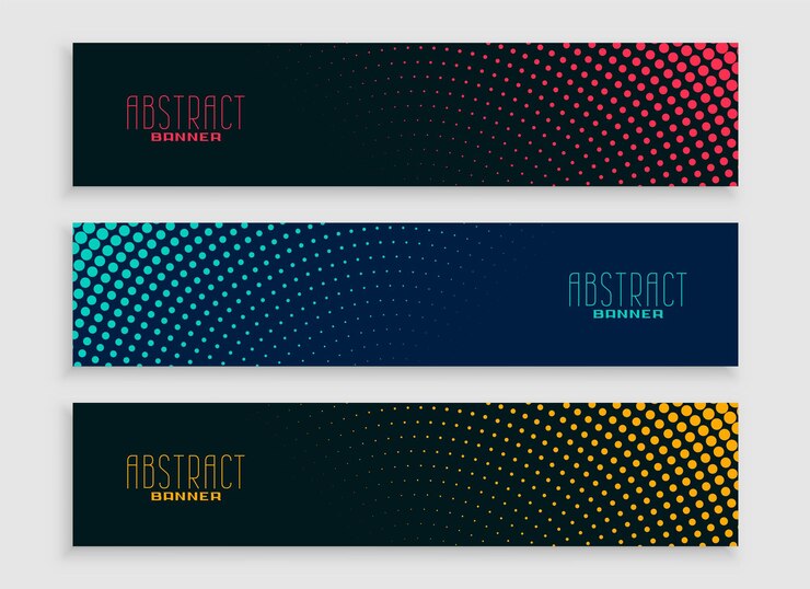 Vetor grátis modelo de banner de site de estilo semitono para publicidade ou promoção corporativa