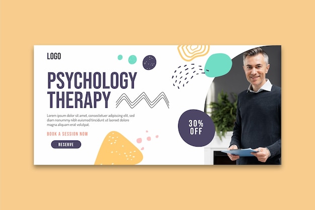 Modelo de banner de terapia psicológica