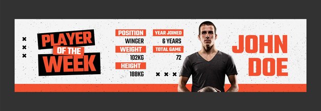 Modelo de banner de twitch de jogo de rugby