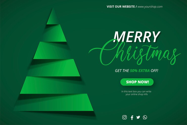 Vetor grátis modelo de banner de venda de natal com árvore de natal papercut