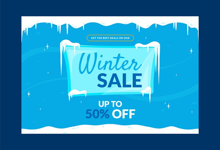 Vetor grátis modelo de banner de venda de temporada de inverno plana
