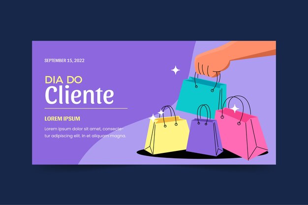 Modelo de banner de venda horizontal de dia do cliente plano