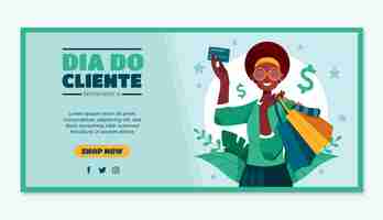 Vetor grátis modelo de banner de venda horizontal de dia plano do cliente