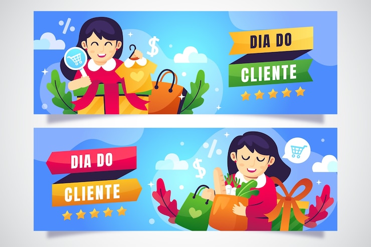 Vetor grátis modelo de banner de venda horizontal gradiente para dia do cliente