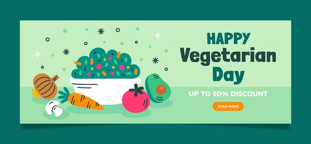 Modelo de banner de venda horizontal para a celebração do Dia Mundial do Vegetarianismo