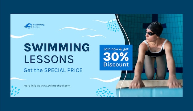 Modelo de banner de venda horizontal para aulas de natação