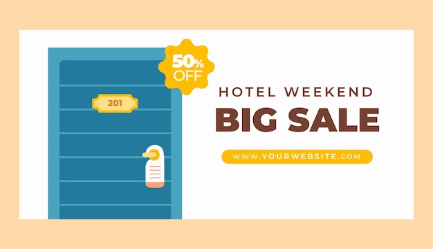 Modelo de banner de venda horizontal plana para acomodação em hotel