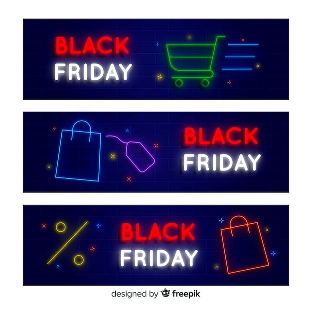 Vetor grátis modelo de banner de venda sexta-feira negra em estilo neon