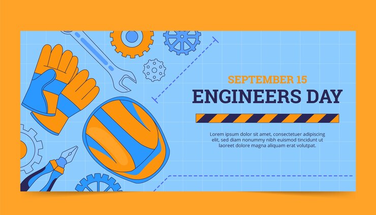 Vetor grátis modelo de banner desenhado à mão para celebração do dia dos engenheiros