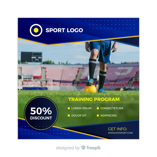 Modelo de banner desportivo com foto