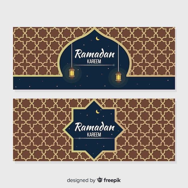 Modelo de banner do ramadan plana