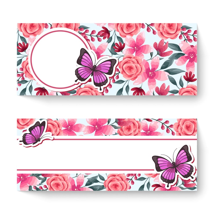 Vetor grátis modelo de banner floral primavera com flores coloridas.
