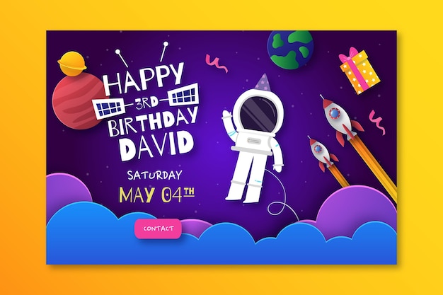 Modelo de banner horizontal de aniversário infantil