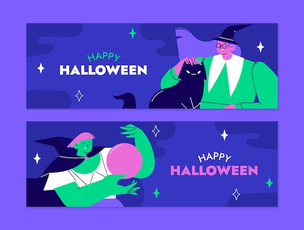 Modelo de banner horizontal de celebração de Halloween