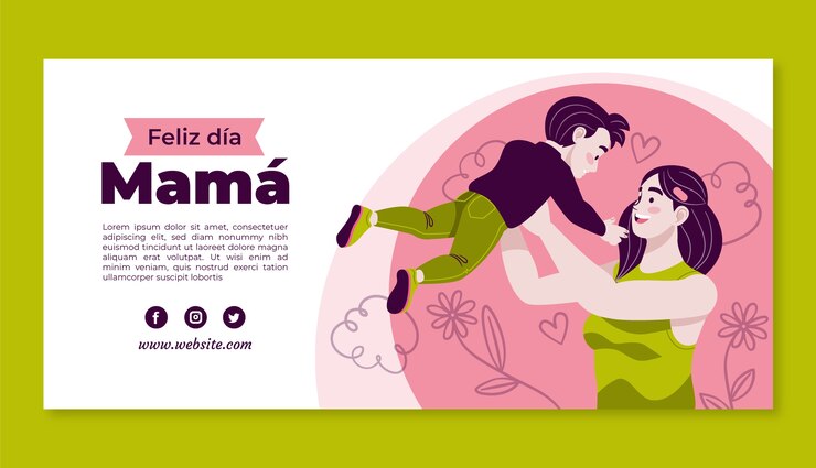 Vetor grátis modelo de banner horizontal de dia das mães plano em espanhol