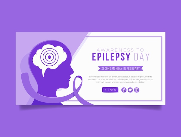 Modelo de banner horizontal de dia de epilepsia plana