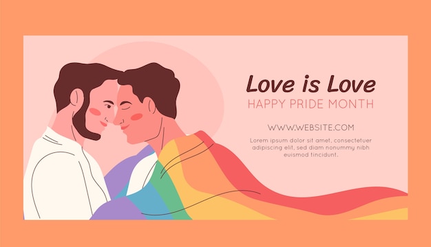 Modelo de banner horizontal de orgulho lgbt plano