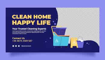 Vetor grátis modelo de banner horizontal de serviço de limpeza desenhado à mão