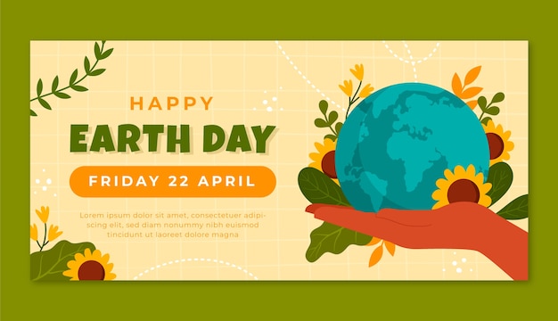 Modelo de banner horizontal do dia da terra plana