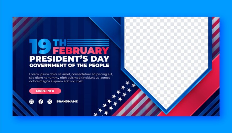 Vetor grátis modelo de banner horizontal do dia do presidente gradiente
