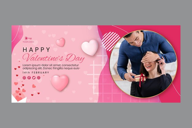 Modelo de banner horizontal do Dia dos Namorados