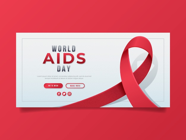 Vetor grátis modelo de banner horizontal do dia mundial da aids gradiente