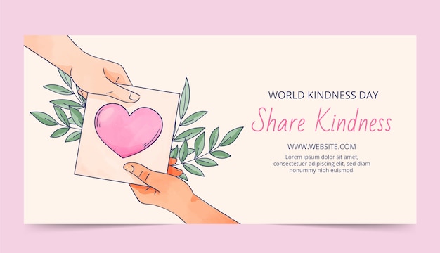 Modelo de banner horizontal do dia mundial da bondade em aquarela