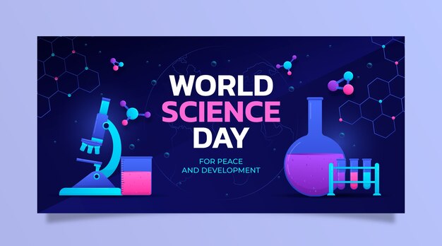 Modelo de banner horizontal do dia mundial da ciência gradiente