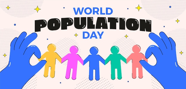 Vetor grátis modelo de banner horizontal do dia mundial da população plana