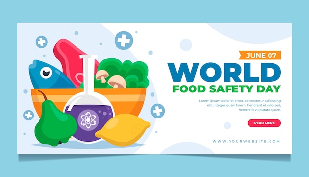 Modelo de banner horizontal do dia mundial da segurança alimentar plana