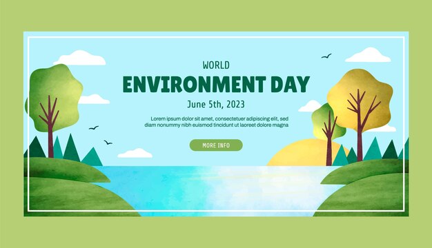 Modelo de banner horizontal em aquarela para celebração do dia mundial do meio ambiente