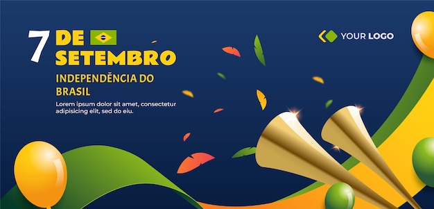 Vetor grátis modelo de banner horizontal gradiente dia da independência brasileira