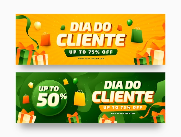 Vetor grátis modelo de banner horizontal gradiente dia do cliente