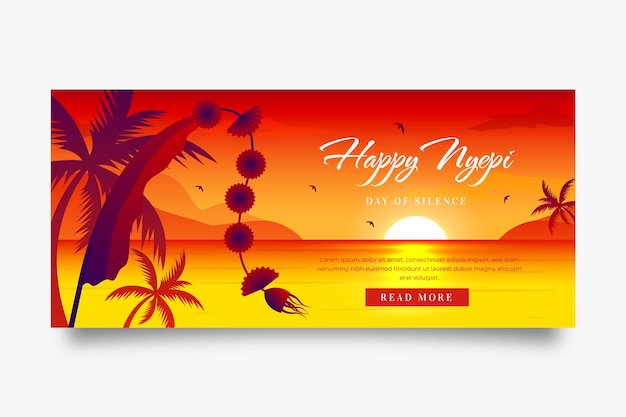 Modelo de banner horizontal gradiente nyepi