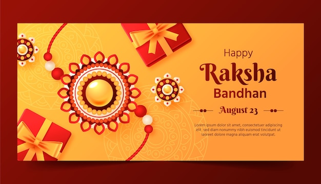 Modelo de banner horizontal gradiente para celebração do festival raksha bandhan