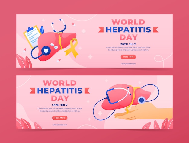 Modelo de banner horizontal gradiente para conscientização do dia mundial da hepatite