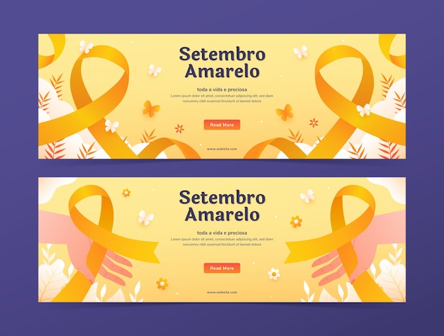 Vetor grátis modelo de banner horizontal gradiente para o mês brasileiro de prevenção ao suicídio