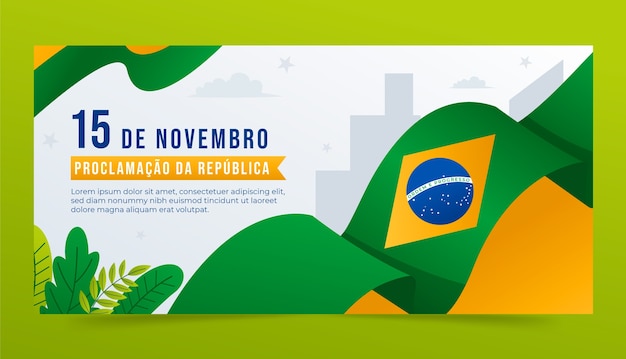 Modelo de banner horizontal gradiente proclamacão da republica