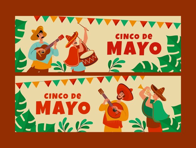 Modelo de banner horizontal para celebração de cinco de maio