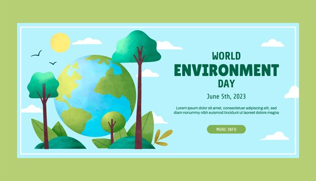 Modelo de banner horizontal para celebração do dia mundial do meio ambiente