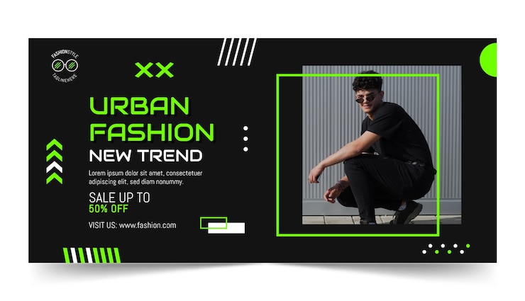 Vetor grátis modelo de banner horizontal para coleção e estilo de moda